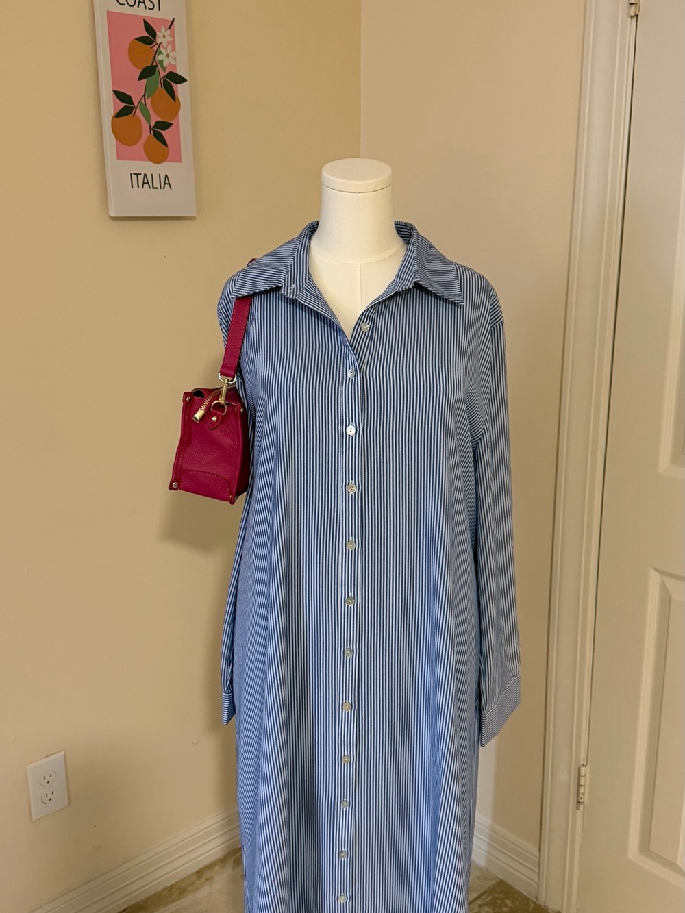 Tuckernuck Pomander Place Blue Striped Long-Sleeve Shirt Dress